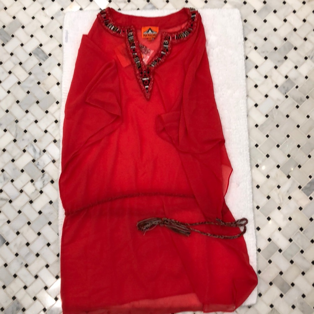 Pia pauro xs red caftan dress